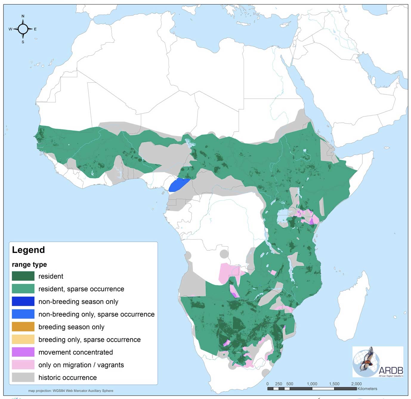 African White-backed Vulture range map